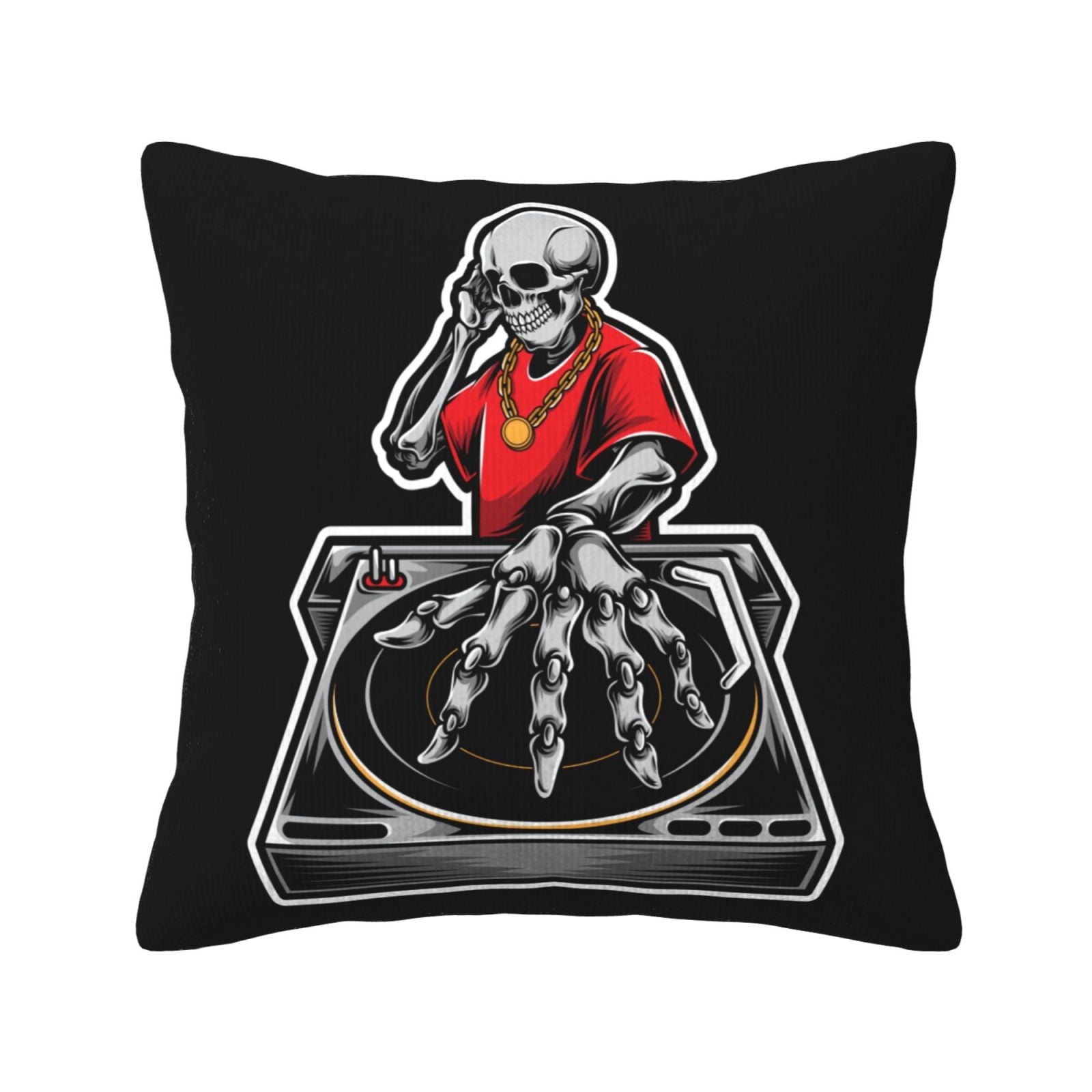 Square Decorative Throw Pillow Covers with Core, Hip Hop Style Skull
