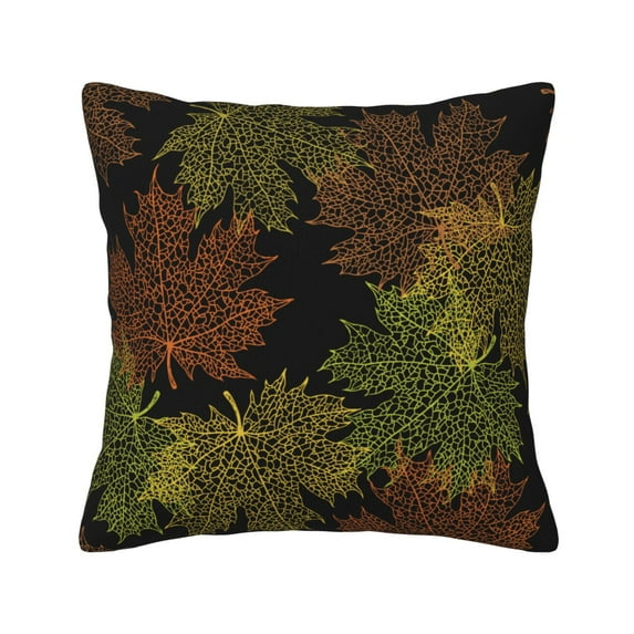 Square Decorative Throw Pillow Covers with Core, Maple Leaf Pattern Throw Pillows for Couch Sofa Bed Home Decor, 18"x18"
