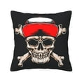 thumbnail image 1 of Square Decorative Throw Pillow Covers with Core, Skull With Red Hat Throw Pillows for Couch Sofa Bed Home Decor, 16"x16", 1 of 9