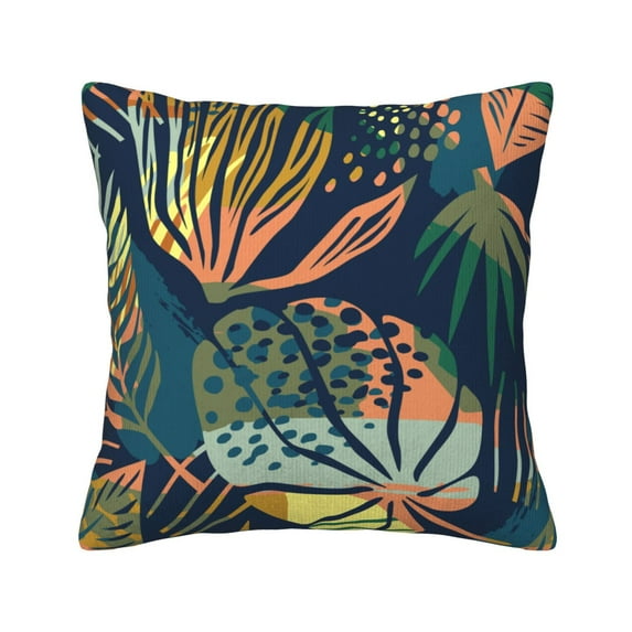 Square Decorative Throw Pillow Covers with Core, Tropical Plant Leaves Throw Pillows for Couch Sofa Bed Home Decor, 16"x16"