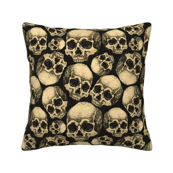 Square Decorative Throw Pillow Covers with Core, Vintage Skull Illustration Throw Pillows for Couch Sofa Bed Home Decor, 20"x20"