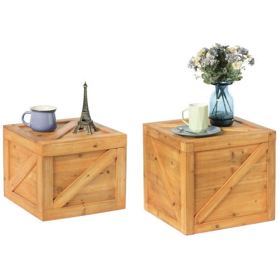 Square Decorative Wooden Chest Trunk