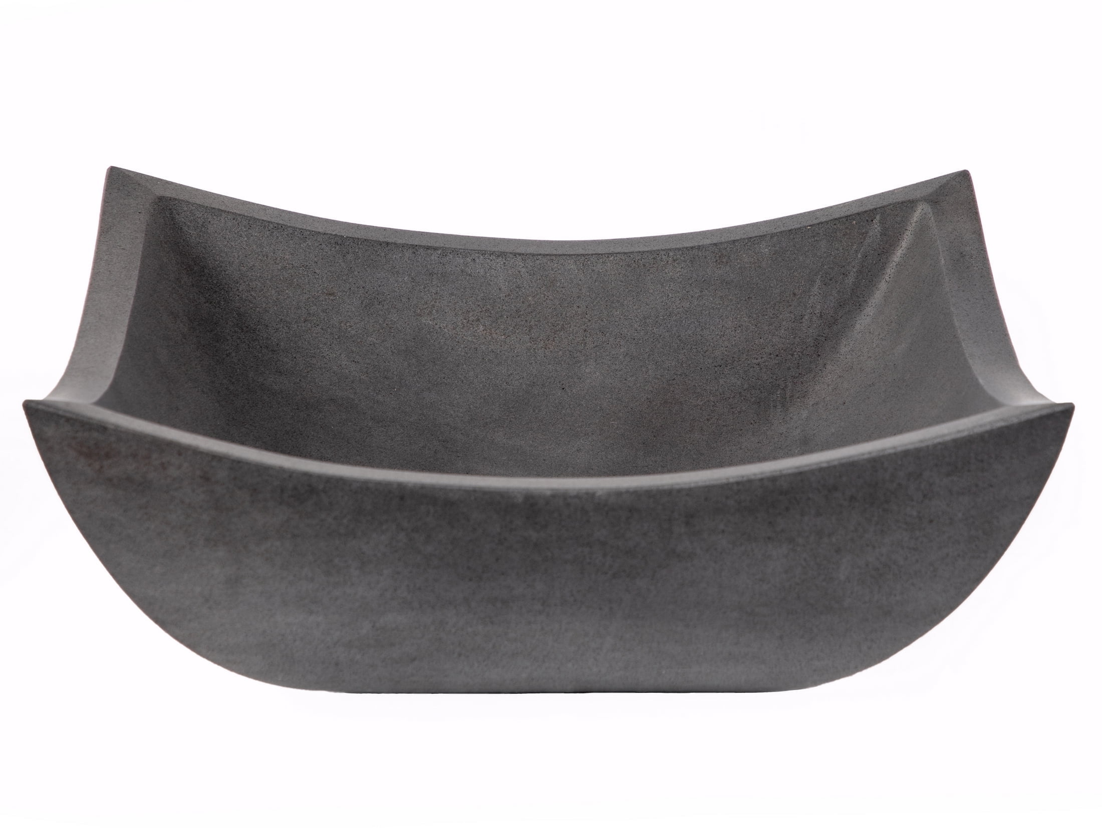 Honed Black Lava Stone Square Vessel Sink, 15.5"
