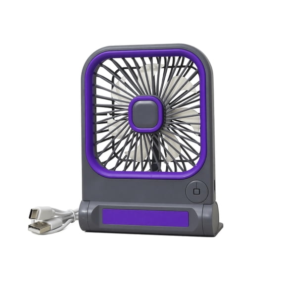 Square Desktop USB Rechargeable Fan with Three Speed Settings Portable Table Fan for Indoor Outdoor Camping and Wall Mount Use, Gray