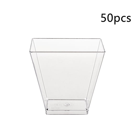 Glass & Bottle Square Cup and Spoon Set for Desserts - Includes 50 Durable 60ml Dessert Cups Ideal for Parties and Events 50PCS