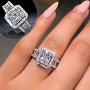 YSEINBH Square Diamond S925 Silver Ring Fashion Lady Engagement Engagement Ring Jewelry