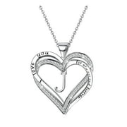 MZOAZPIE Square Diamond Sterling Silver Necklace Clavicle Chain Jewelry Pendant Chain with Pendant Men Necklace Circle Statement Necklace for Women Long Pendant Mens Pendant Necklaces for Women Heart Chain