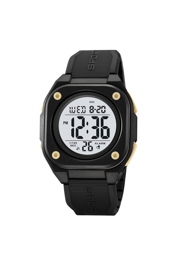 Square Digital Sports Watch for Men - Waterproof, Multifunction Outdoor Watch with LED Display
