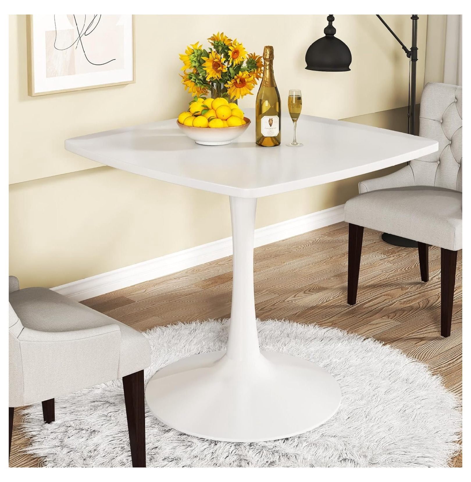 Square Dining Table for 2-4 Person, 32 Inch Kitchen Table with Pedestal ...