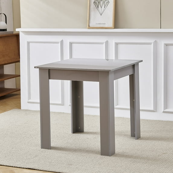 Square Dining Table for 2, Kitchen Table for Small Space,Modern Dining Table 29.5 Inch Kitchen Table with Solid Wood Leg, High Glass Finish Dinner Table Dining Room,Living Room, Office,Gray