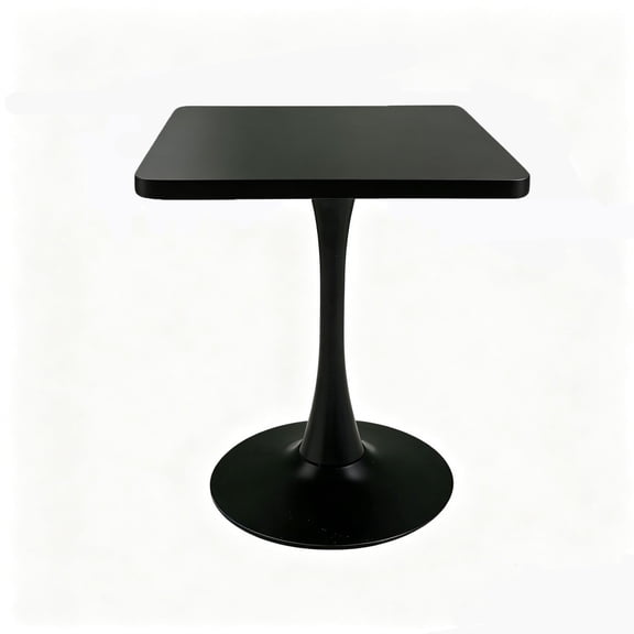 Square Dining Table, 23.6" Tulip Pedestal Table, Mid Century Modern Kitchen Table for 2, Small Space Bistro Dining Table for Apartment Living Room Cafe, Black