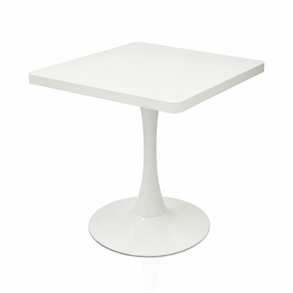 Square Dining Table, 23.6" Tulip Pedestal Table, Mid Century Modern Kitchen Table for 2, Small Space Bistro Dining Table for Apartment Living Room Cafe, White