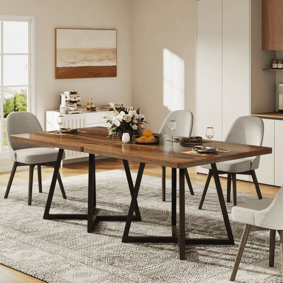 Triunfo 1 Collection 31.49 in Wood Composite Dining Table with Storage, Brown (1 Count)