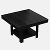 Square Dining Table for 4-6 People, 47.2 Inch Kitchen Table with 2-Tier Storage, Waterproof Surface, Heavy Duty 350 Lbs Support, Sturdy Triangle Legs,Black