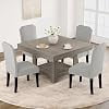 Square Dining Table for 4-6 People, 47.2 Inch Kitchen Table with 2-Tier Storage, Waterproof Surface, Heavy Duty 350 Lbs Support, Sturdy Triangle Legs,Gray