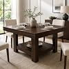 Square Dining Table for 4-6 People, 47.2 Inch Kitchen Table with 2-Tier Storage, Waterproof Surface, Heavy Duty 350 Lbs Support, Sturdy Triangle Legs,Walnut