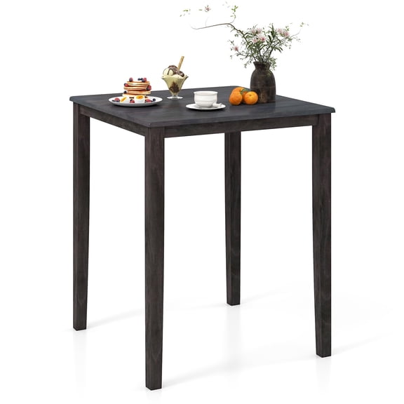 Square Dining Table Dark Greyish Brown Solid Rubberwood 30x30x36 Inch