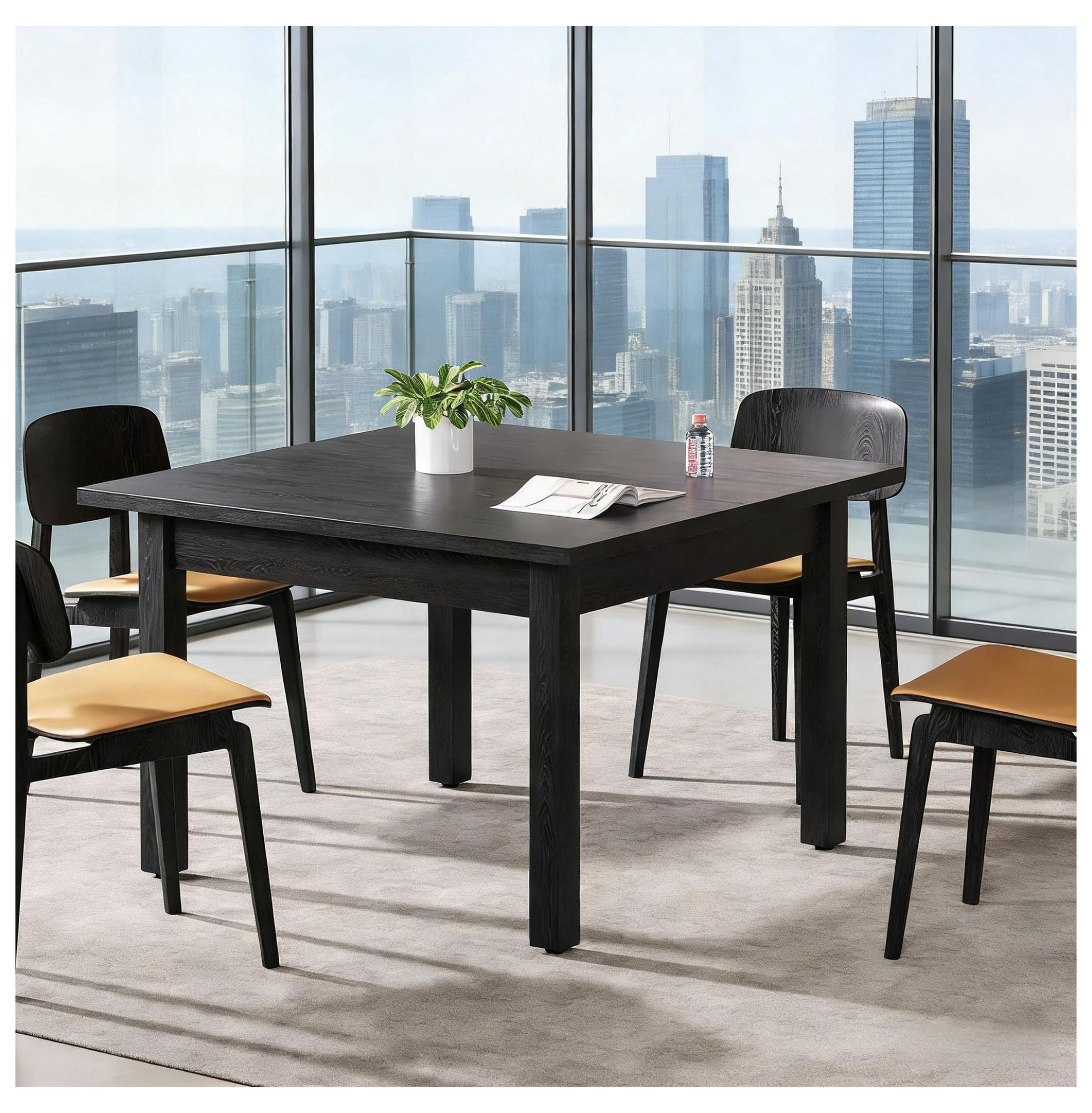 Square Dining Table - Kitchen Table for 4 - Solid Wood Legs - 39.4 Inch ...