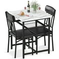 thumbnail image 1 of Square Dining Table Set for 2, Faux Marble Compact Bistro Table with Upholstered Chairs, Space Saving Kitchen Breakfast Nook, Built-in Storage Rack 3-Piece Modern Dining Set for Kitchen & Dinin, 1 of 7