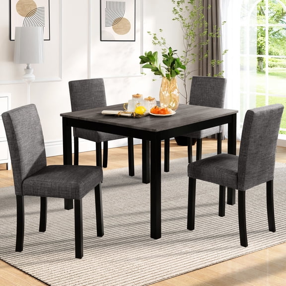 Square Dining Table Set - Durable Rubber Wood and Plywood - Small Home Dining - Floor - Friendly Design