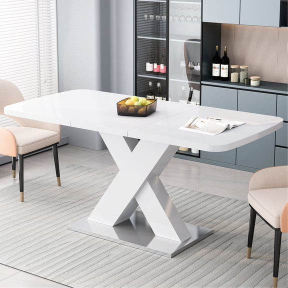 Square Dining Table, Stretchable Design | Used as Coffee or End Table | MDF and Steel Material for Durability | Alleviates Assembly and Maintenance Troubles