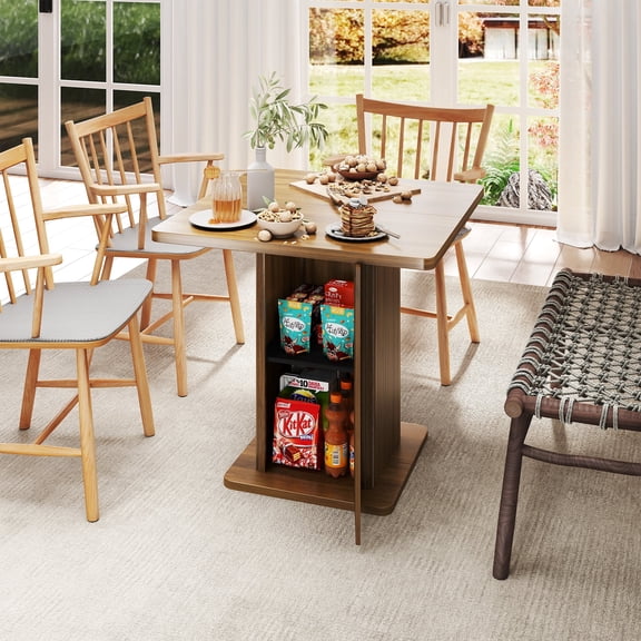 Dining Table for 2-4, with 2-Tier Storage Shelf, Modern Small Side Table, For Kitchen, Dining Room, Living Room