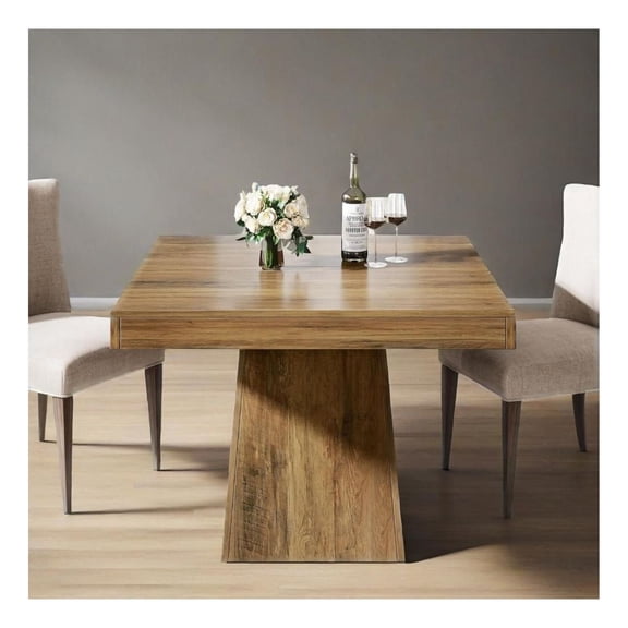 Square Dining Table for 4, 31.5-Inch Small Kitchen Table with Sturdy Pedestal Base, Farmhouse Dinner Table