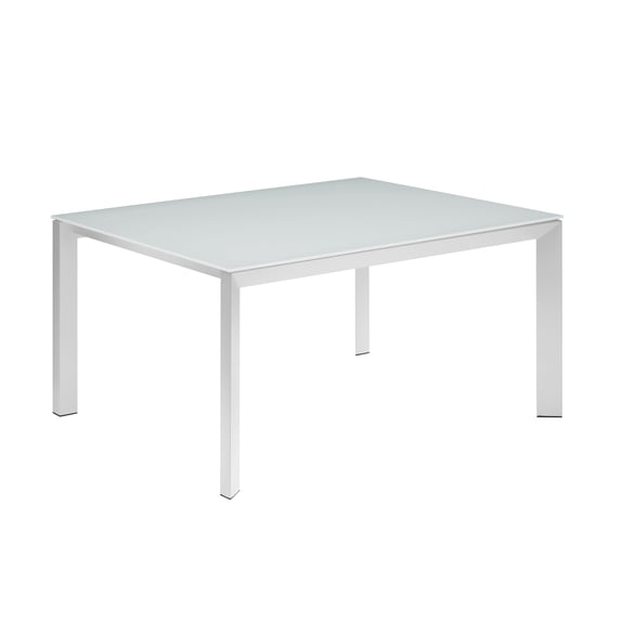 Casabianca Home NAPLES dining table in white glass with white steel base.-Color:White / White Glass,Size:Size