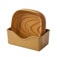 Square Dinner Plate Tray Set With Storage Holder Set of 8 Wood Grain