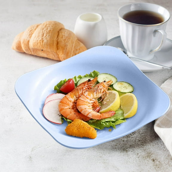 Square Dish with Round Bottom Bone Plate Fruit Tray - Sturdy Ceramic Snack Platter for Home Living Room Coffee Table, Large Capacity Serving Parties