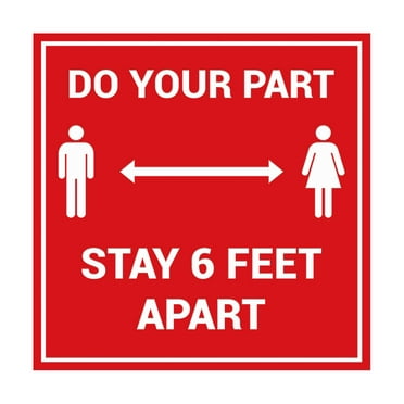 Square Do Your Part Stay 6 Feet Apart Sign (Red) - Small