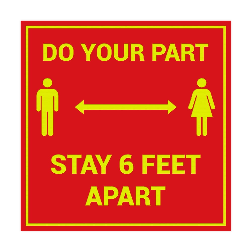 Square Do Your Part Stay 6 Feet Apart Sign (Red/Yellow) Large