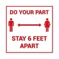 thumbnail image 1 of Square Do Your Part Stay 6 Feet Apart Sign (White/Red) - Medium, 1 of 1