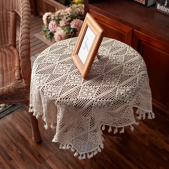 Square Doily Centerpieces Cotton Handmade Crochet Lace Table Cloth Doilies for Nightstand Protector