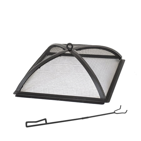 Square Domed Spark Screen and Screen Lift for the 22" Square Peak Patio Fire Pit