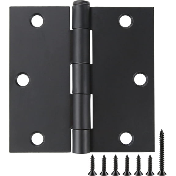 Square Door Hinges Black Matte 3.5 Inch x 3.5" Matte Black Door Hinges 3-1/2" Interior Door Hinge Square Corners Standard Flat/ Bifold Residential Hinges for Doors Hinge Hardware 12