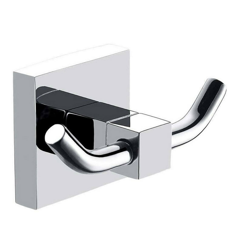 Square Double Robe Hook Towel Holder Bathroom Chrome Brass Wall