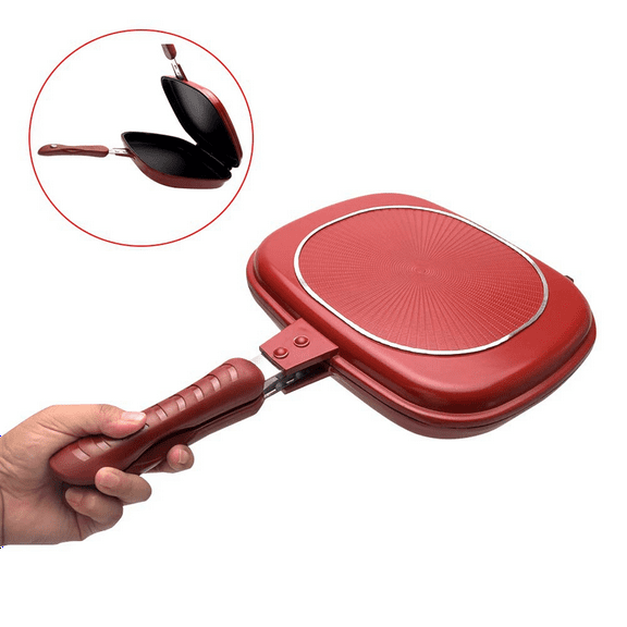 Square Double Sided Frying Pan, Kitchen Non-Stick Baking Pancake Pan Omelette Trays,Indoor/Outdoor Camping Sandwich 28cm