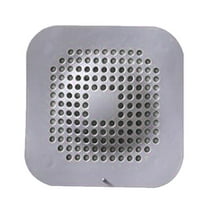 Square Drain Cover for Shower, 5.7-inch TPR Drain Hair Catcher, Flat Silicone Plug for Bathroom and Kitchen, Filter Shower Drain Protection Flat Strainer Stopper with Suction Cups (Grey/1 Pcs)