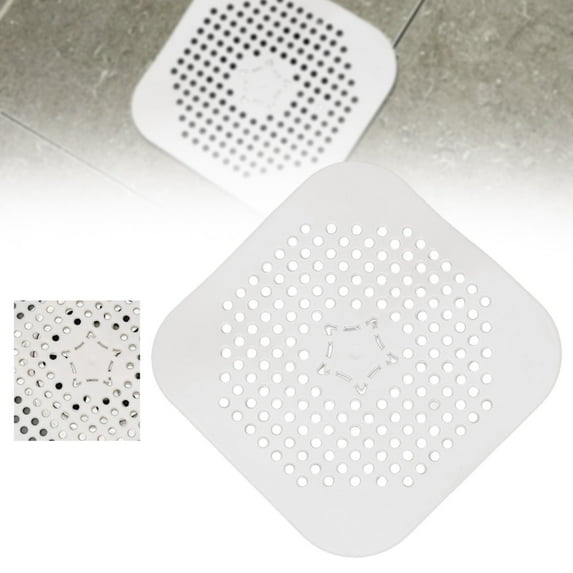 Square Drain Cover For Shower Drain Hair Catcher Flat Silicone Plug For Bathroom And Kitchen Filter Shower Drain Flat Strainer Stopper/ White Floor Drain
