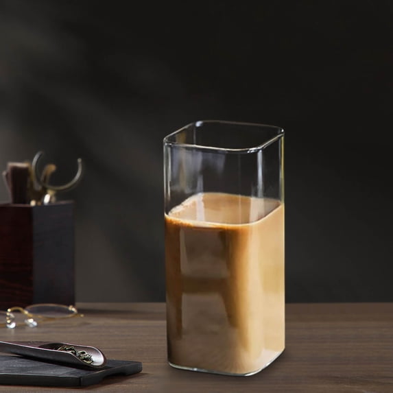 Square Drinking Glasses 8/13/17 oz Cocktail Glass Cups Clear Tall Cute Tumbler for Iced Tea Juice Beer Coffee Mixed Drink