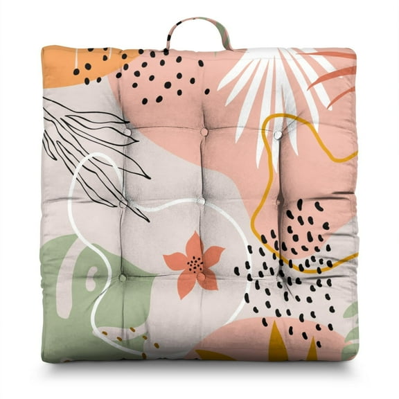 Square Dutch Velvet Meditation Pillow 22 Inch, Bohemian Style Cushion for Yoga and Reading