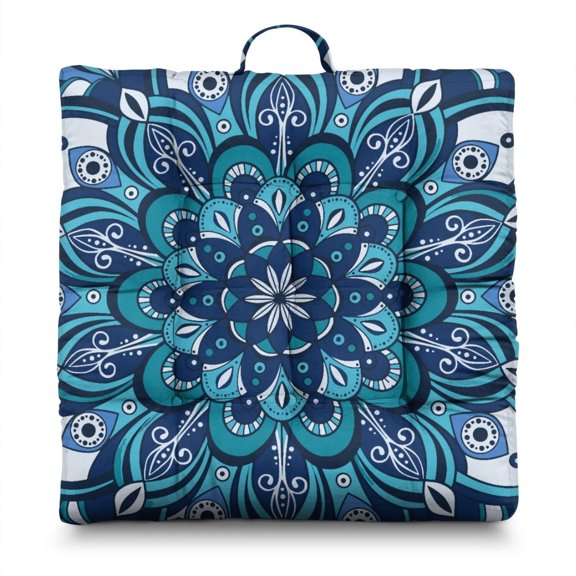 Square Dutch Velvet Meditation Pillow 22 Inch, Bohemian Style Cushion for Yoga and Reading