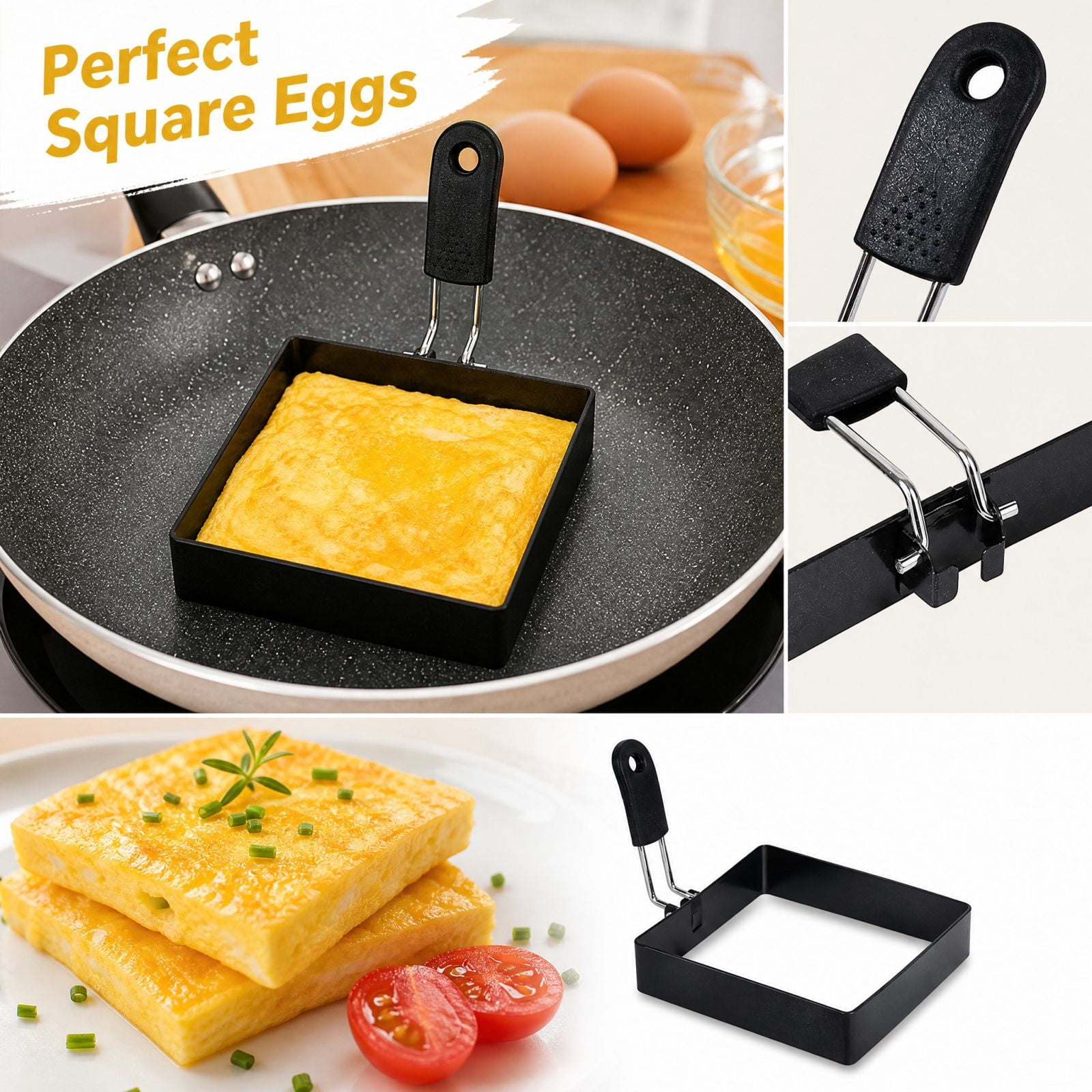 Square Egg Ring for Frying Eggs Nonstick Kitchen Breakfast Mold for ...