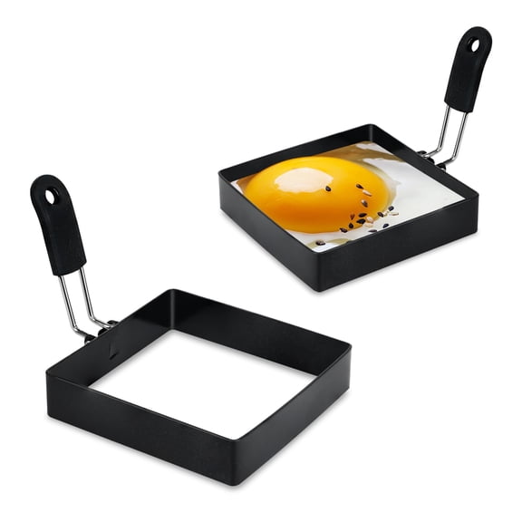 Square Egg Rings with Silicone Handle, Stainless Steel Egg Cooking Rings,Nonstick,For Frying Eggs and English Muffins Pancake, Egg Mold Shaper For Breakfast.
