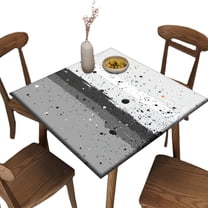 Square Elastic Fitted Tablecloth, Gray Speckled Pattern Printed on Polyester Square Outdoor Table Covers, Suitable for Photo Booth Backdrop Prop, Fit for 32" x 32" Square Tables