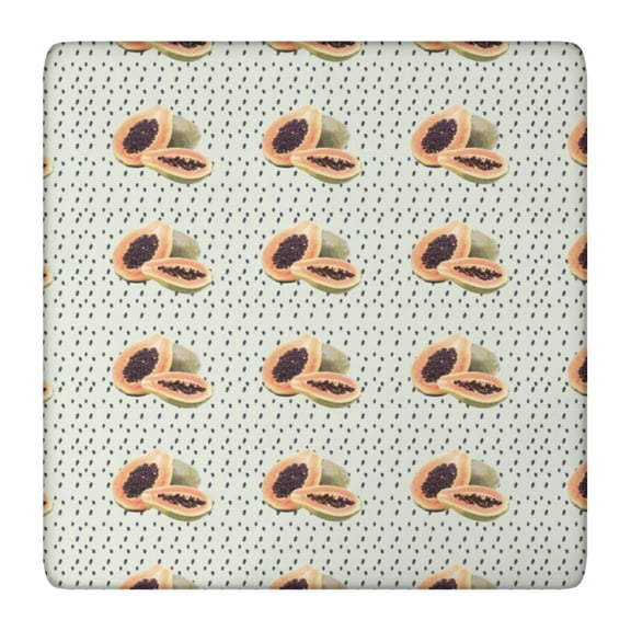 Square Elastic Table Cover - Cute Kawaii Papaya Cartoon Design, Soft Durable Fabric, Secure Fit for Indoor/Outdoor Use, Reusable & Easy Clean (Funny Exotic Pattern)