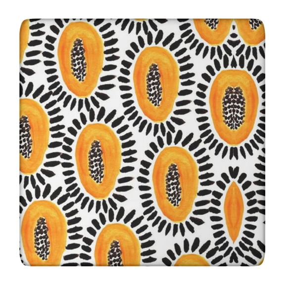 Square Elastic Table Cover - Cute Kawaii Papaya Cartoon Design, Soft Durable Fabric, Secure Fit for Indoor/Outdoor Use, Reusable & Easy Clean (Funny Exotic Pattern)