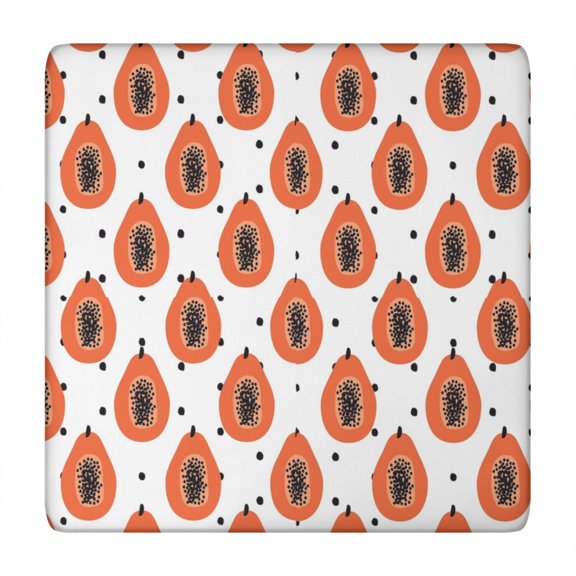 Square Elastic Table Cover - Cute Kawaii Papaya Cartoon Design, Soft Durable Fabric, Secure Fit for Indoor/Outdoor Use, Reusable & Easy Clean (Funny Exotic Pattern)