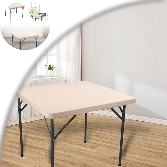 Square Elastic Table Cover Polyester Fitted Tablecloth Stain Resistant Machine Washable Indoor Outdoor Dining Protector Home Parties Banquets Gatherings